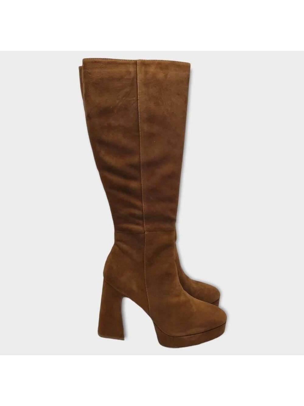 Steve Madden Groove Chestnut Suede Knee High Platform Heel Boots Size 11 M